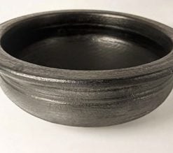 2 Liter Handcrafted Clay Pan/Pot/Kadai/Earthen/Mud/Mitti Handi. Colour: Black